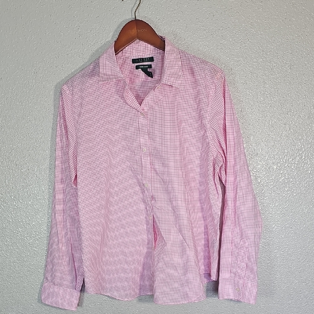 Lauren Ralph Lauren Pink Plaid Casual Shirt.